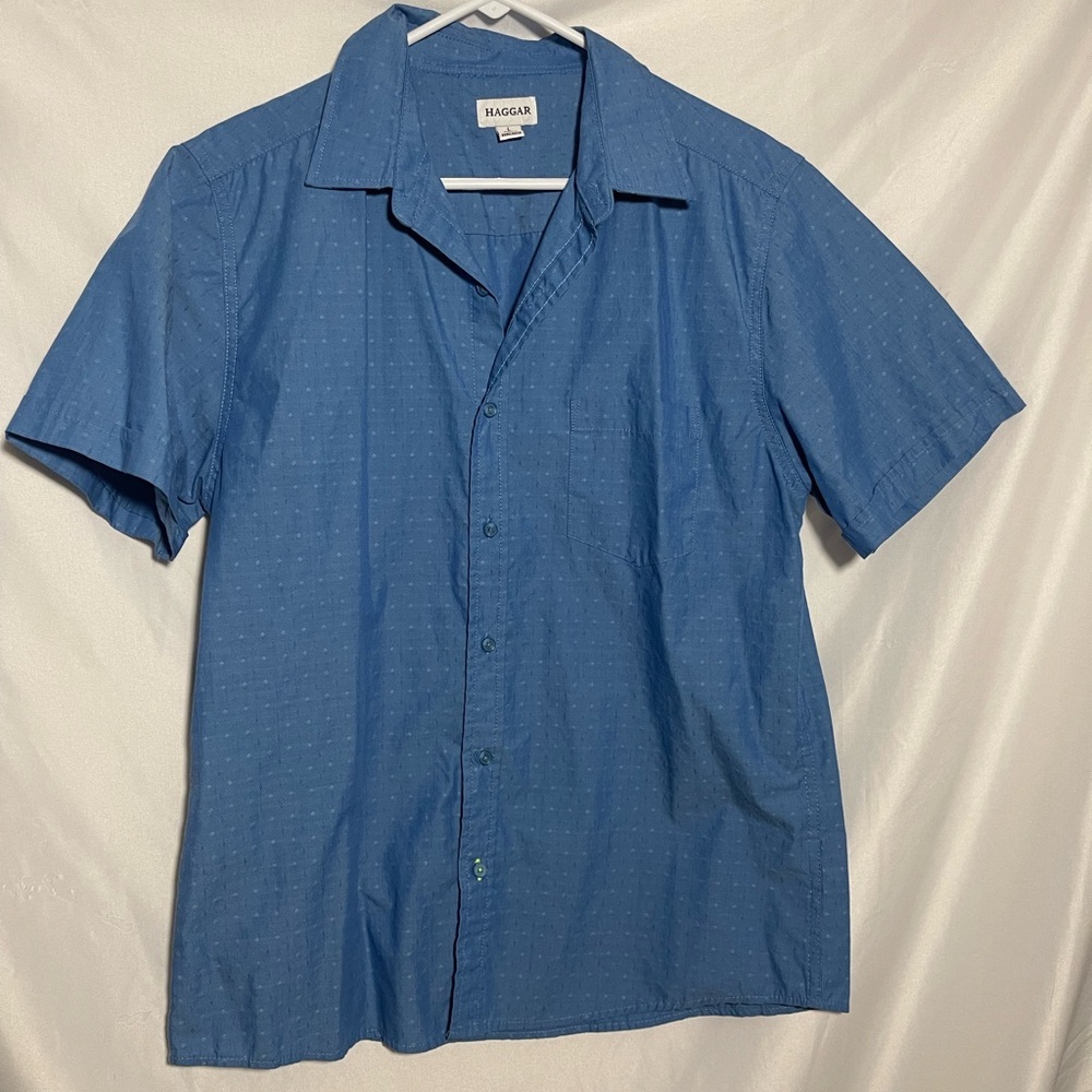 Haggar Blue Casual Button Down Shirt